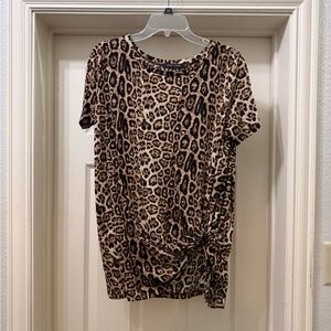 Crazy Train Tan and Black Leopard Print Tee